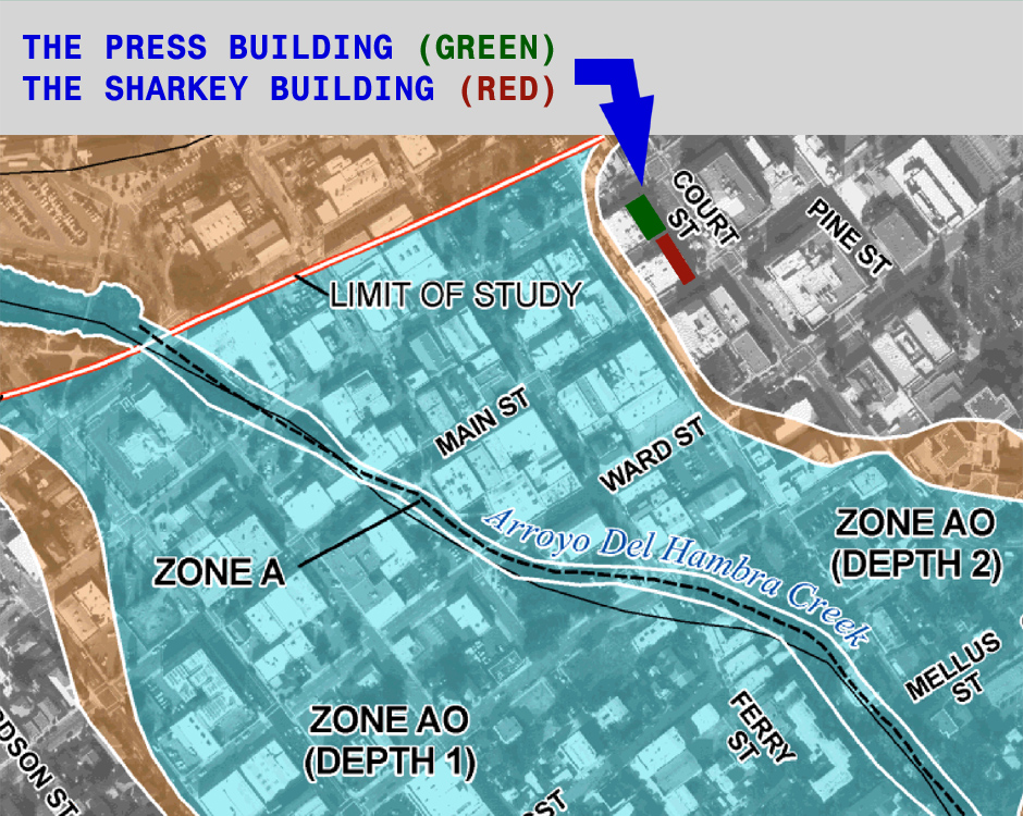 FEMA Flood Map of Downtown Martinez, CA.